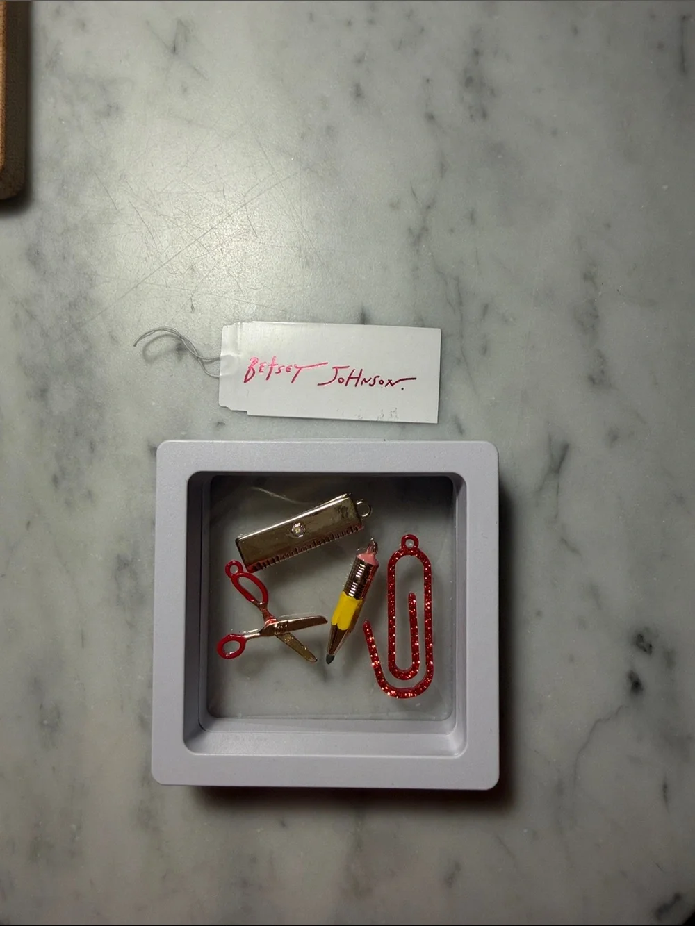 Betsey Johnson Red and Gold School Supply Charms